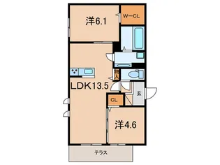 ルミエD・高倉【2階】の間取り