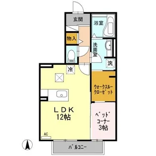 クレール・アビタシオン【1階】の間取り