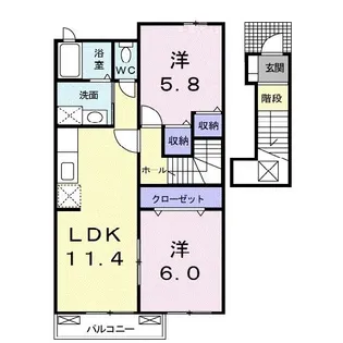 パレスヴィラC【2階】の間取り