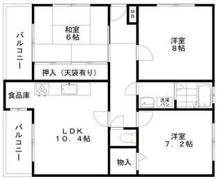 千里月見ヶ丘ハイツA棟【2階】の間取り