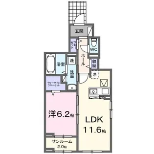 リバーサイド西山【1階】の間取り