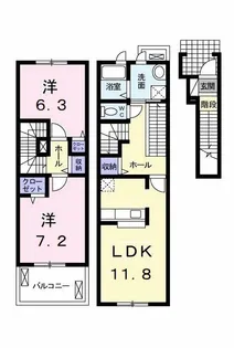 ソンレイルS【2階】の間取り