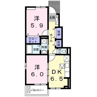 フローレンス・ユーA【1階】の間取り