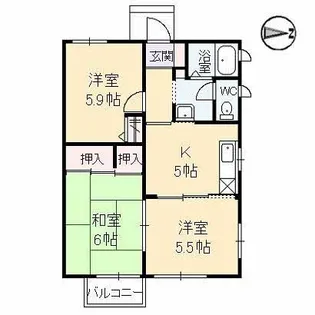 ディアス 山本【1階】の間取り