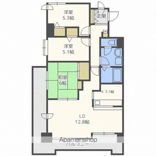 オリンピア大通西18丁目マンション【4階】の間取り