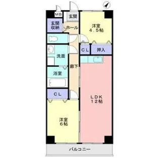 プロクシィスクエア丁田【3階】の間取り