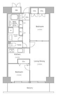 レジディア芝浦【2階】の間取り