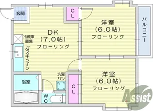 ビューラー赤坂A【2階】の間取り