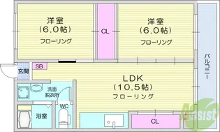 コーポ丸米【4階】の間取り