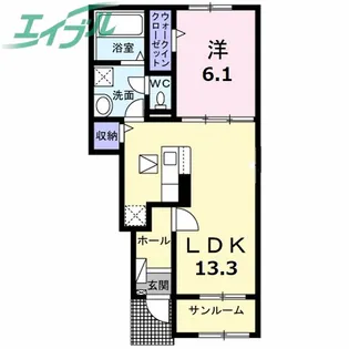 ライラック B【1階】の間取り