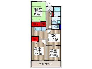 メゾンアンソレイエ【1階】の間取り