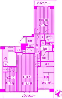 保土ヶ谷桜ヶ丘パークホームズ弐番館【4階】の間取り