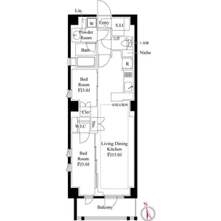 343レジデンス西麻布(オープンレジデンシア)【3階】の間取り