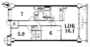 京都府京都市左京区北白川地蔵谷町【マンション】の間取り