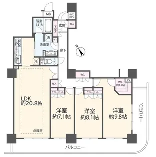 エクステ山下公園クレイドルタワー【20階】の間取り