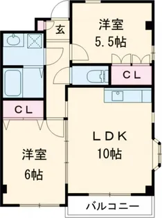 クレスコート国立【2階】の間取り