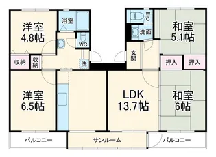 清水口第一住宅【4階】の間取り