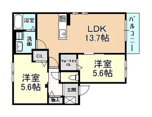 シャルムメゾン法善寺【1階】の間取り