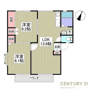 サンヴィレッジ木村C【2階】の間取り