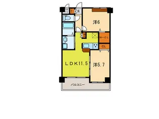 ラ・カーサ・フェリーチェ住吉南【2階】の間取り