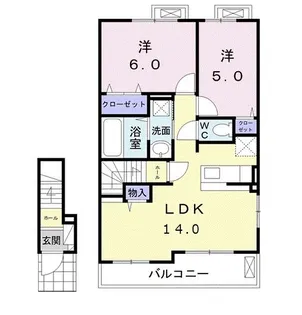 プルニエ5 B【2階】の間取り