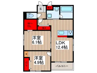 エミシア川口領家【1階】の間取り