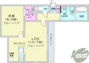 グランディール八乙女【1階】の間取り