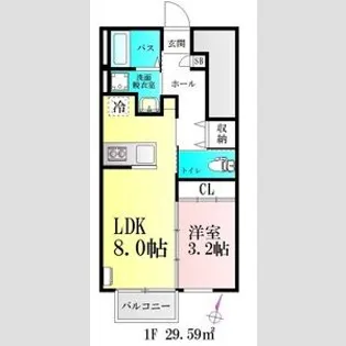 BAUアザヒガ【1階】の間取り