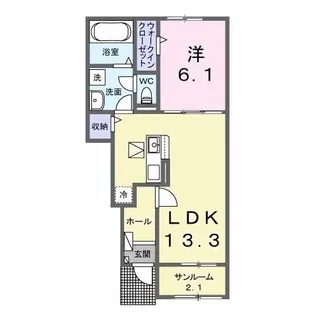カーサ・アズール【1階】の間取り