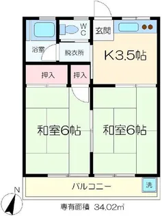 コーポ田辺【2階】の間取り