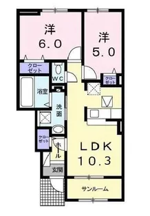 カーサカメリアVIII【1階】の間取り