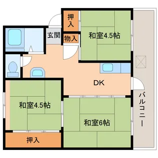 公社住宅花高団地B棟【4階】の間取り