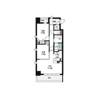 エーレックス西宮【2階】の間取り