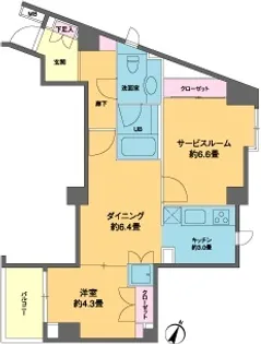 東京都港区南麻布2【マンション】の間取り