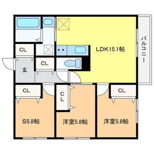 WELL BRIGHT朝日 RESIDENCE【5階】の間取り