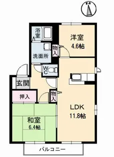 徳島県板野郡藍住町住吉字神蔵【アパート】の間取り