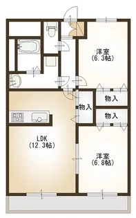 プランドール鴨島【1階】の間取り