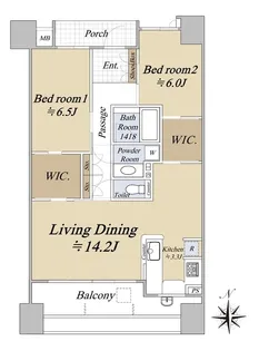 シティハウス上町台玉造【3階】の間取り