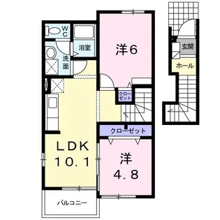 ナイトビュウB【2階】の間取り