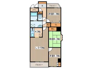 旭山シャトー桂和【2階】の間取り