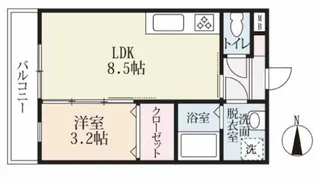 グリーンハイツ三日月【3階】の間取り
