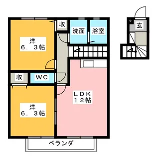 サンハイム勝川【2階】の間取り