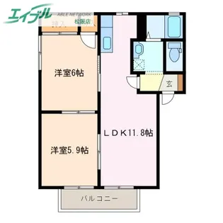 シャトーファンシーC【1階】の間取り