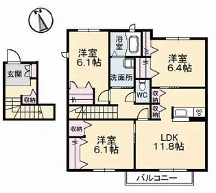 ヴィラーチェ川入 A棟【2階】の間取り