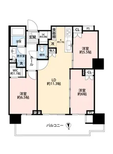 晴海フラッグ スカイデュオ パークヴィレッジ T棟【23階】の間取り