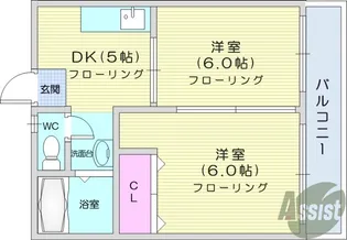 グランドスクエア若林【2階】の間取り