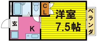 フローラハイツ 1K【2階】の間取り