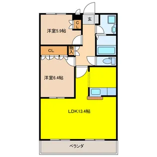 岐阜県大垣市中野町4【アパート】の間取り