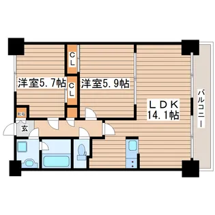 サンライズロード錦町【5階】の間取り