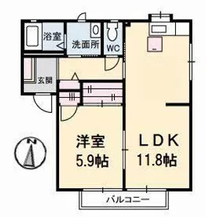 サン・シュライン W棟【1階】の間取り